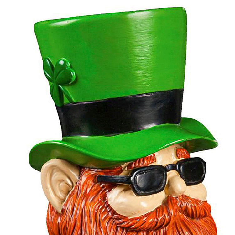 
                  
                    Evergreen Lucky Leprechaun Garden Gnome | Clover Detail On Hat
                  
                
