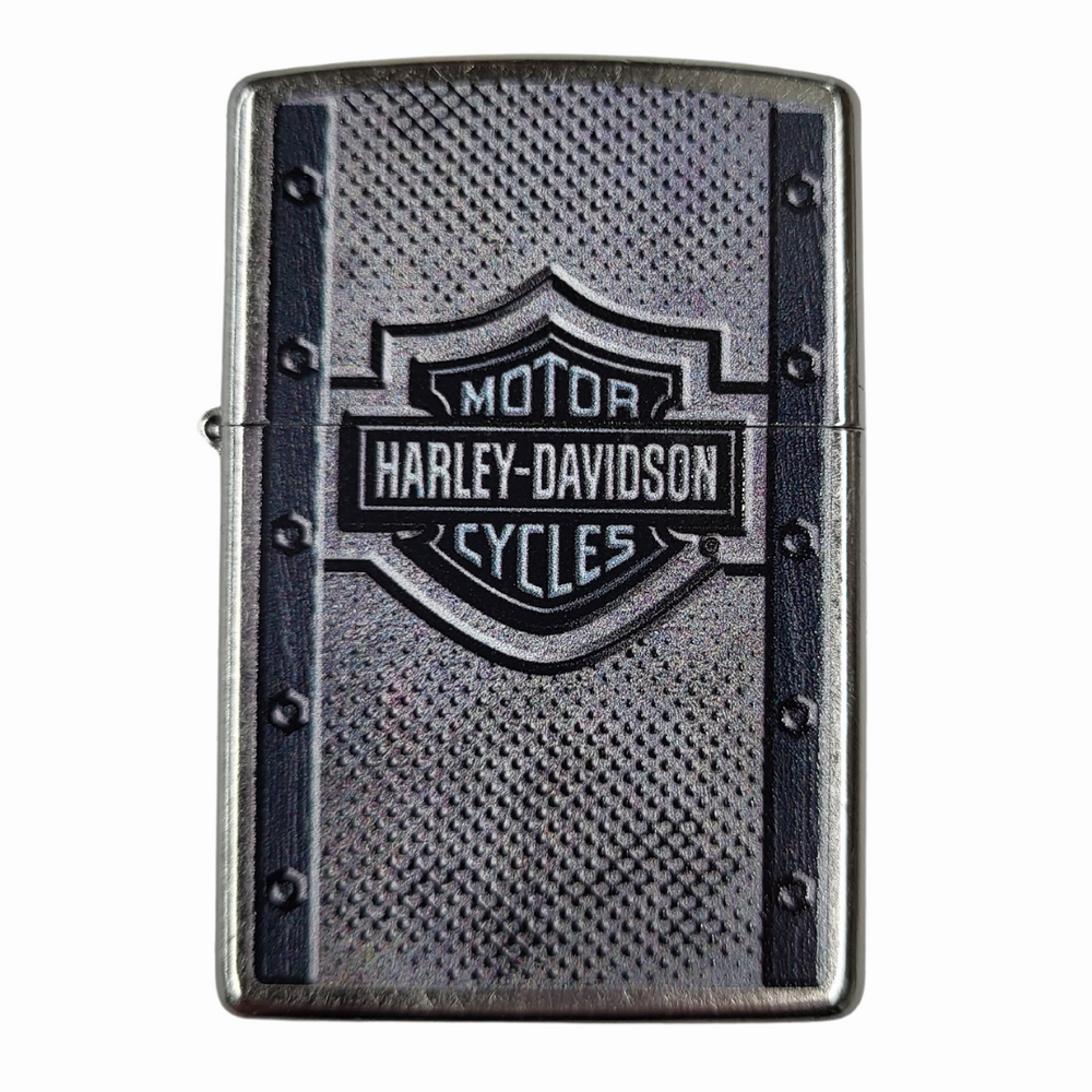 Harley-Davidson® Bar & Shield Bolted Stripes Chrome Zippo® Lighter