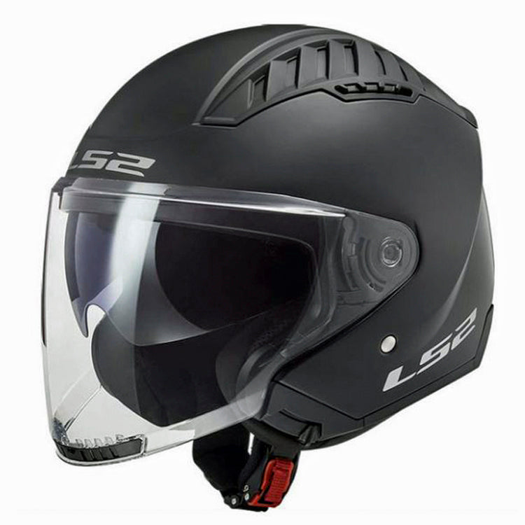 LS2 Copter Open Face Helmet | Built-In Sun Visor | Channeled Airflow | Matte Black