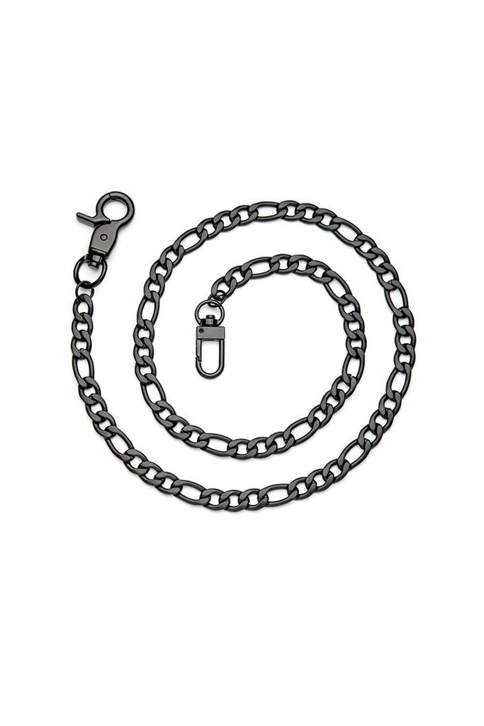 Hair Glove® Men's Matte Black Herringbone Wallet Chain | Stainless Steel | 28