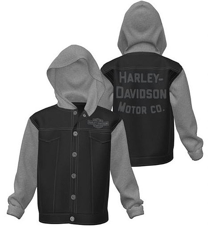 Harley-Davidson® Boys' Denim & Fleece Hooded Jacket