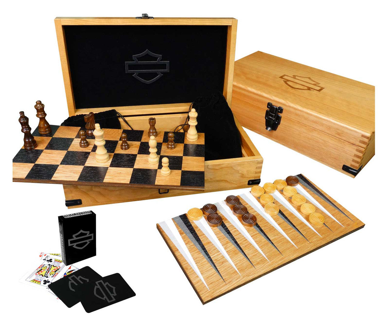 HARLEY-DAVIDSON プレミアムコレクション 10台セット Harley-Davidson® Deluxe 4-In-1 Multiple Game Set: Chess, Checkers