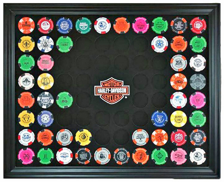 Harley-Davidson® Bar & Shield® Black 76 Poker Chip Collectors' Frame | Wall Mount