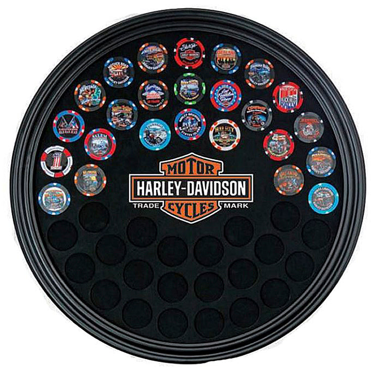 Harley-Davidson® Long Bar & Shield® Trademark Logo Round Poker Chip Collectors' Frame | Holds Up To 47 Chips