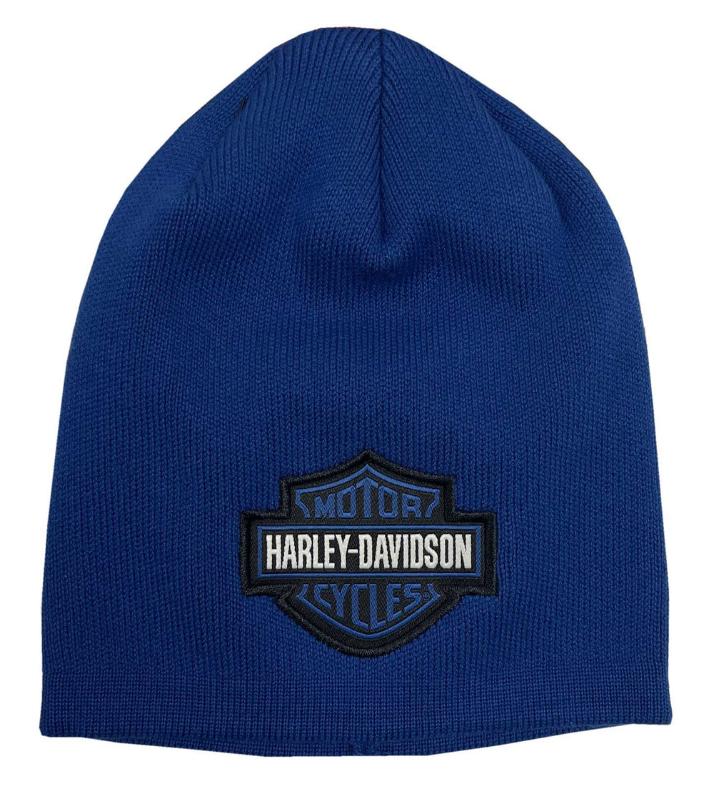Harley-Davidson® Toddler & Kids' Bar & Shield® Guage Knit Beanie Cap | Blue