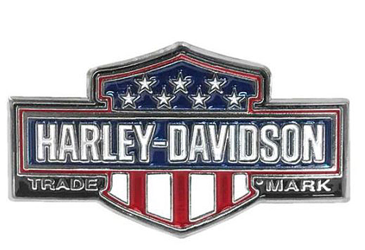 Harley-Davidson® Red, White & Blue Long Bar & Shield® Trademark Logo Pin | X-Small