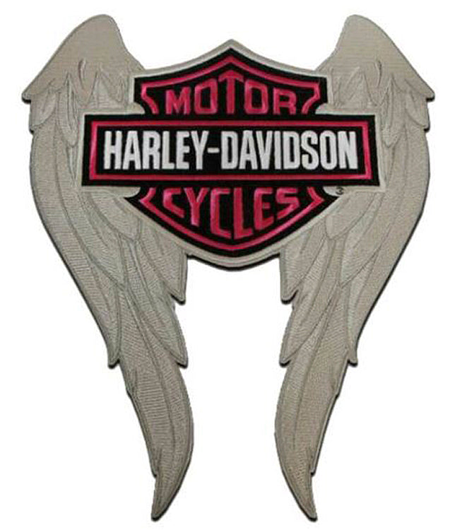 Harley-Davidson® Embroidered Winged Pink Bar & Shield® Emblem | Large