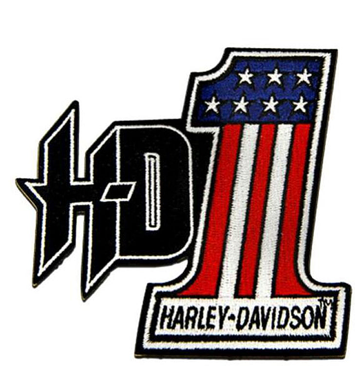 Harley-Davidson® Embroidered Stacked H-D® #1RWB Logo Emblem | Small
