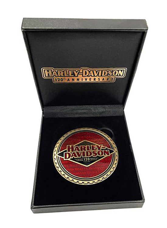 Harley-Davidson® 120th Anniversary Medallion | Faux Leather Box | Collectors' Quality