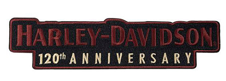 
                  
                    Harley-Davidson® 120th Anniversary Rocker Back Embroidered Emblem | Signature Graphics | Collectors' Quality | Large
                  
                
