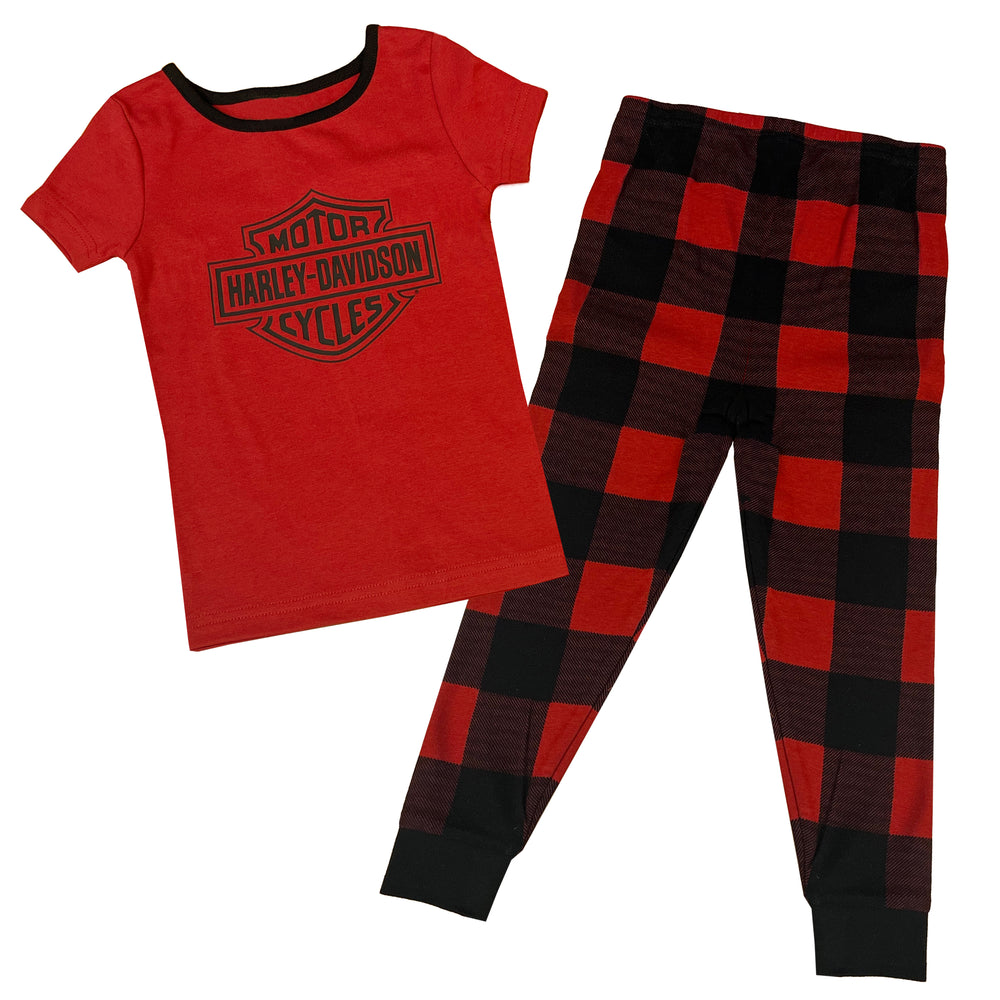 Harley-Davidson® Toddler & Big Girls' Holiday Plaid Pajama Gift Set