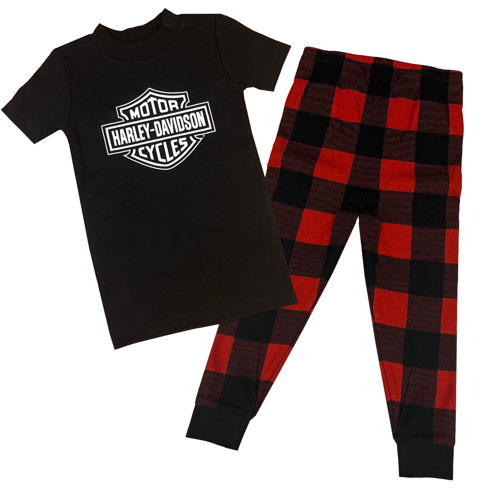 Harley-Davidson® Toddler & Big Boys' Holiday Plaid Pajama Gift Set