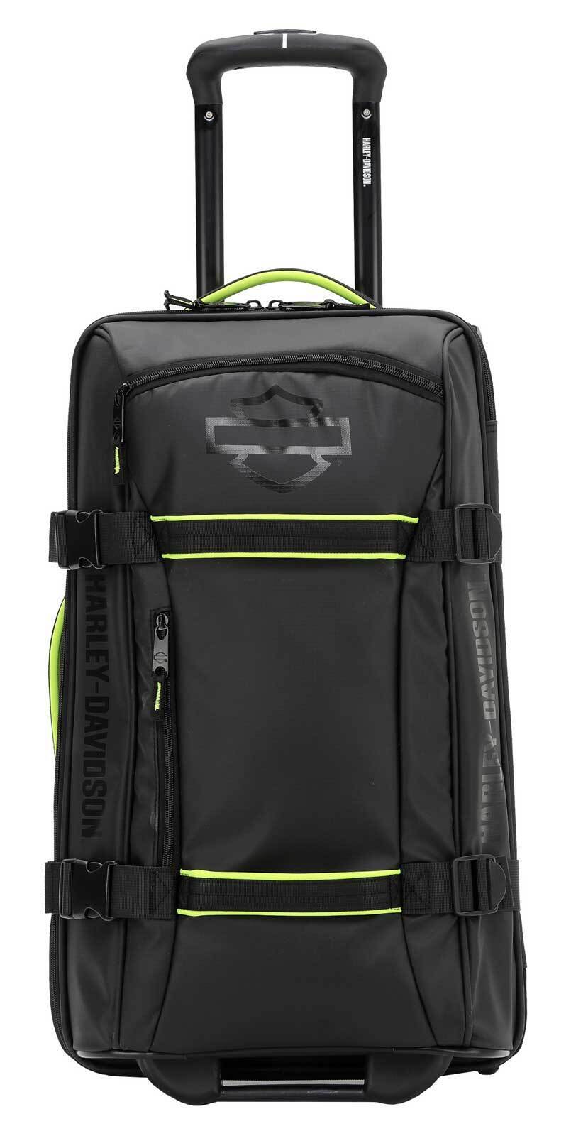Harley-Davidson® Nomad Wheeling Duffel Bag with Shark Wheels | Black and Lime | 29"