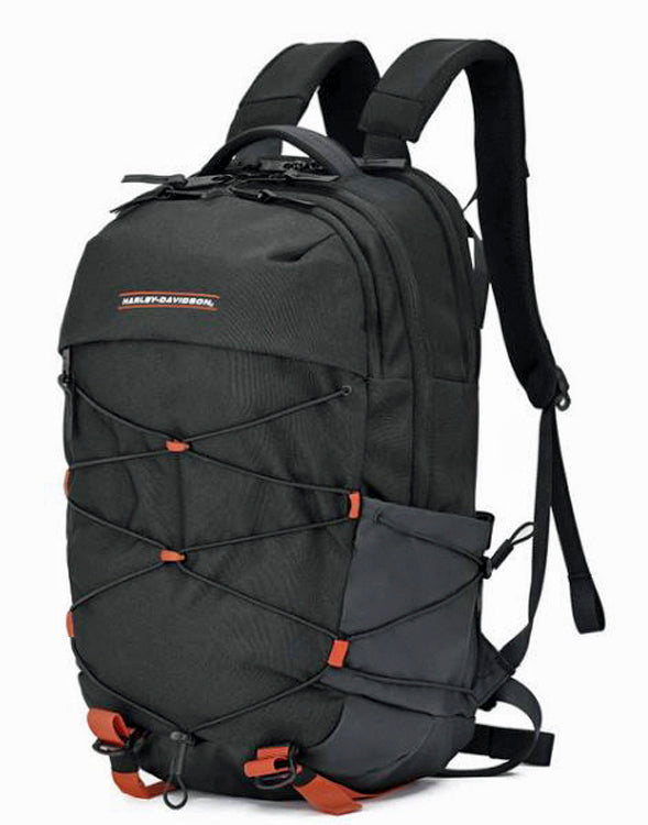 
                  
                    Harley-Davidson® Racing Backpack | Bungee Cord Details | Black
                  
                