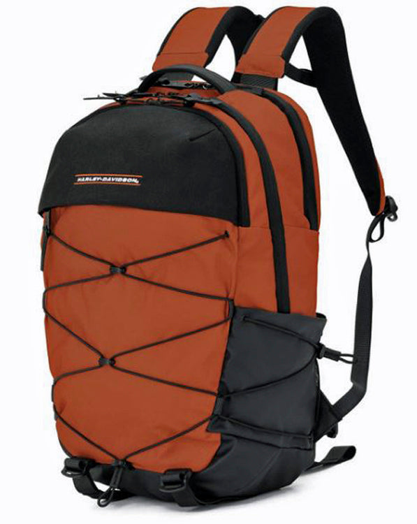 
                  
                    Harley-Davidson® Racing Backpack | Bungee Cord Details | Rust Orange
                  
                