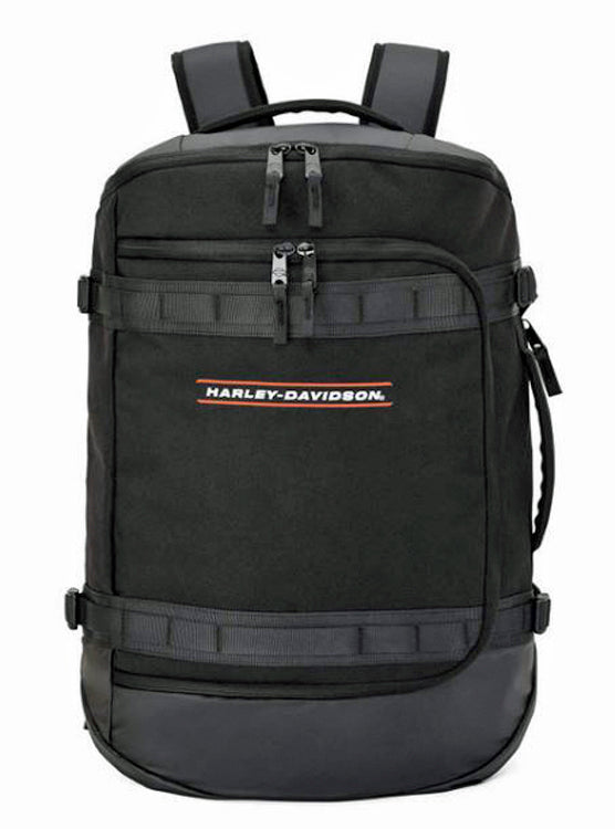 Harley-Davidson® Racing Travel Duffel/Backpack | Black | Hide-Away Backpack Straps