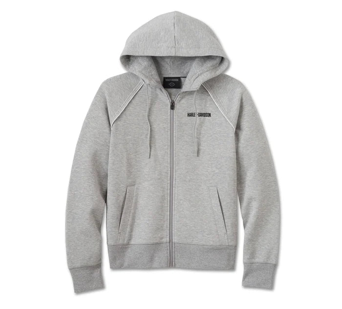 Harley-Davidson® Women's Classic Bar & Shield Zip-Front Hoodie | Heather Grey