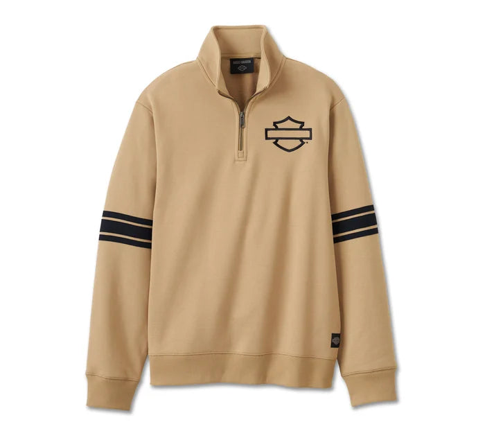 Harley-Davidson® Men's Bar & Shield 1/4 Zip Fleece - Tan