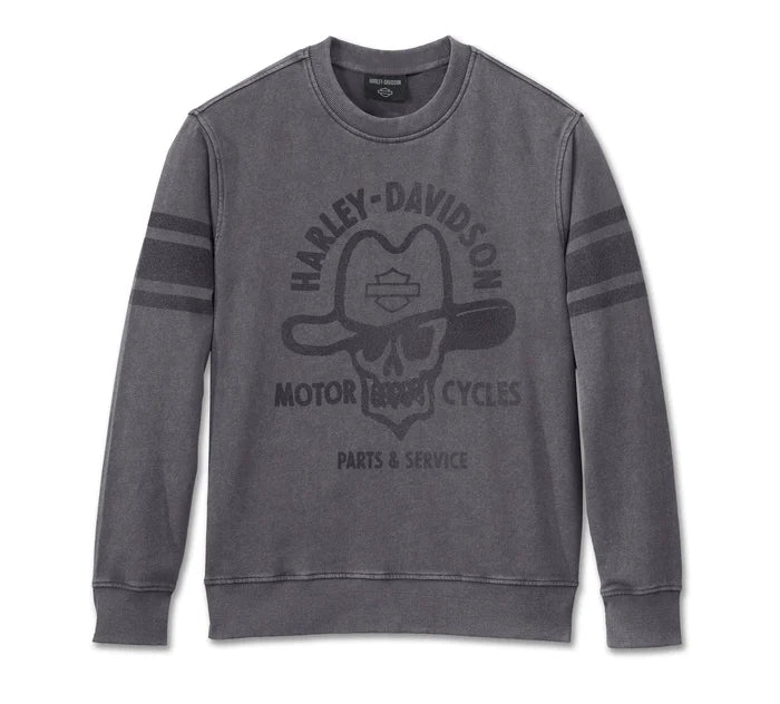 Harley-Davidson® Men's Cowboy Rider French Terry Crewneck - Blackened Pearl