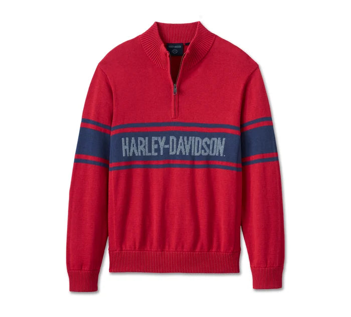 Harley-Davidson® Men's 1/4 Zip Sweater - Chili Pepper