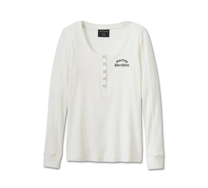 Harley-Davidson® Women's Timeless Long Sleeve Henley - Cloud Dancer