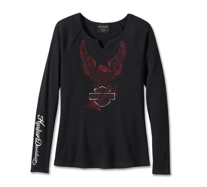 Harley-Davidson® Women's Flying Eagle Long Sleeve Thermal Top | Black