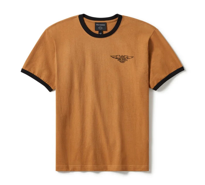 Harley-Davidson® Men's Willie G™ Sketch Art Ringer Tee | Dark Chocolate