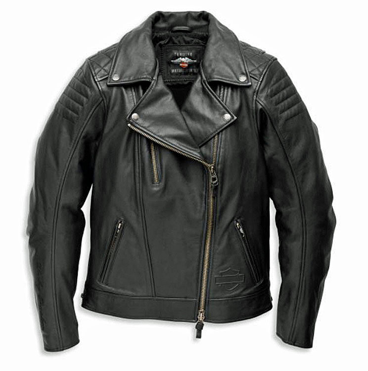 
                  
                    Harley-Davidson® Women's Bezel Asymmetrical-Zip Bike Collar Riding Jacket | Quilted Detail
                  
                