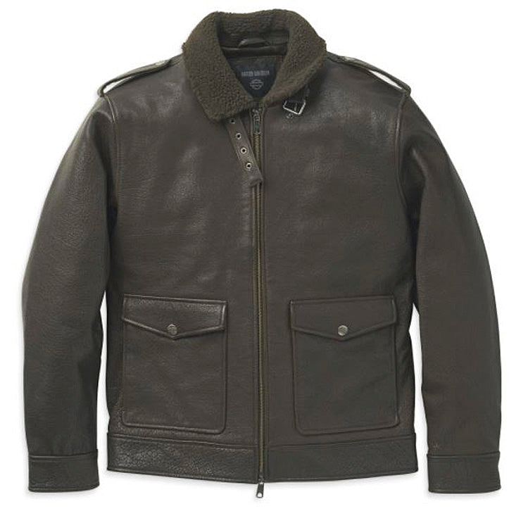 
                  
                    Harley-Davidson® Men's Auer Casual Leather Jacket | Faux Sherpa Collar
                  
                