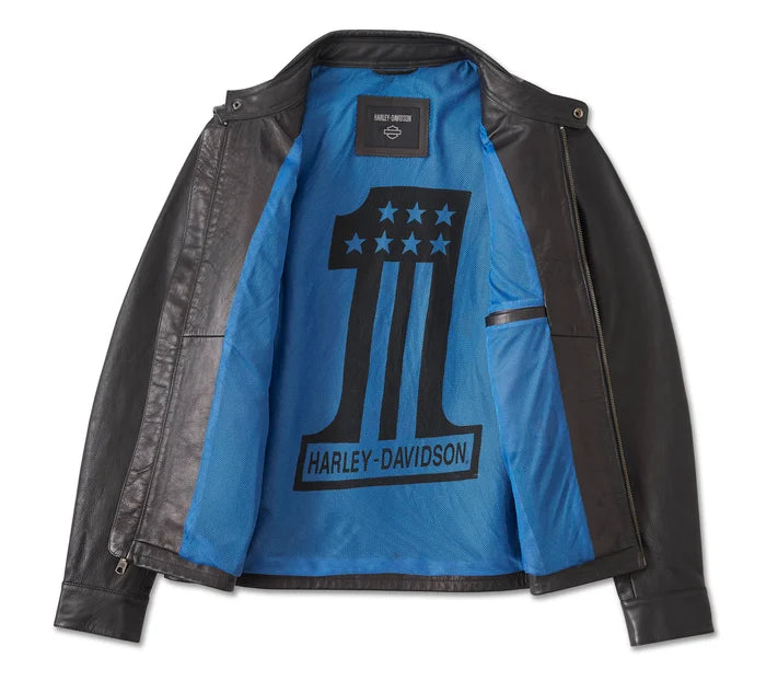 
                  
                    Harley-Davidson® Men's Blue Steel Convertible Leather Jacket
                  
                