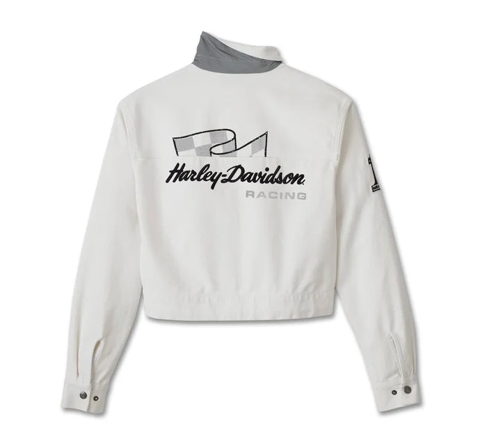 
                  
                    Harley-Davidson® Women's #1 Racing Cropped Jacket | White
                  
                