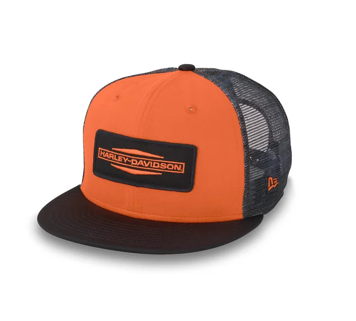 Harley-Davidson® Men's Stacked Bar & Shield® 9FIFTY® Trucker Hat | Vintage Orange