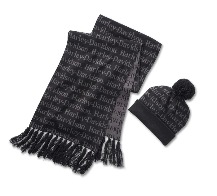 Harley-Davidson® Beanie and Scarf Gift Set | Black