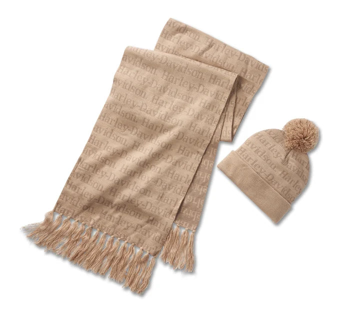 Harley-Davidson® Beanie and Scarf Gift Set | Silver Mink