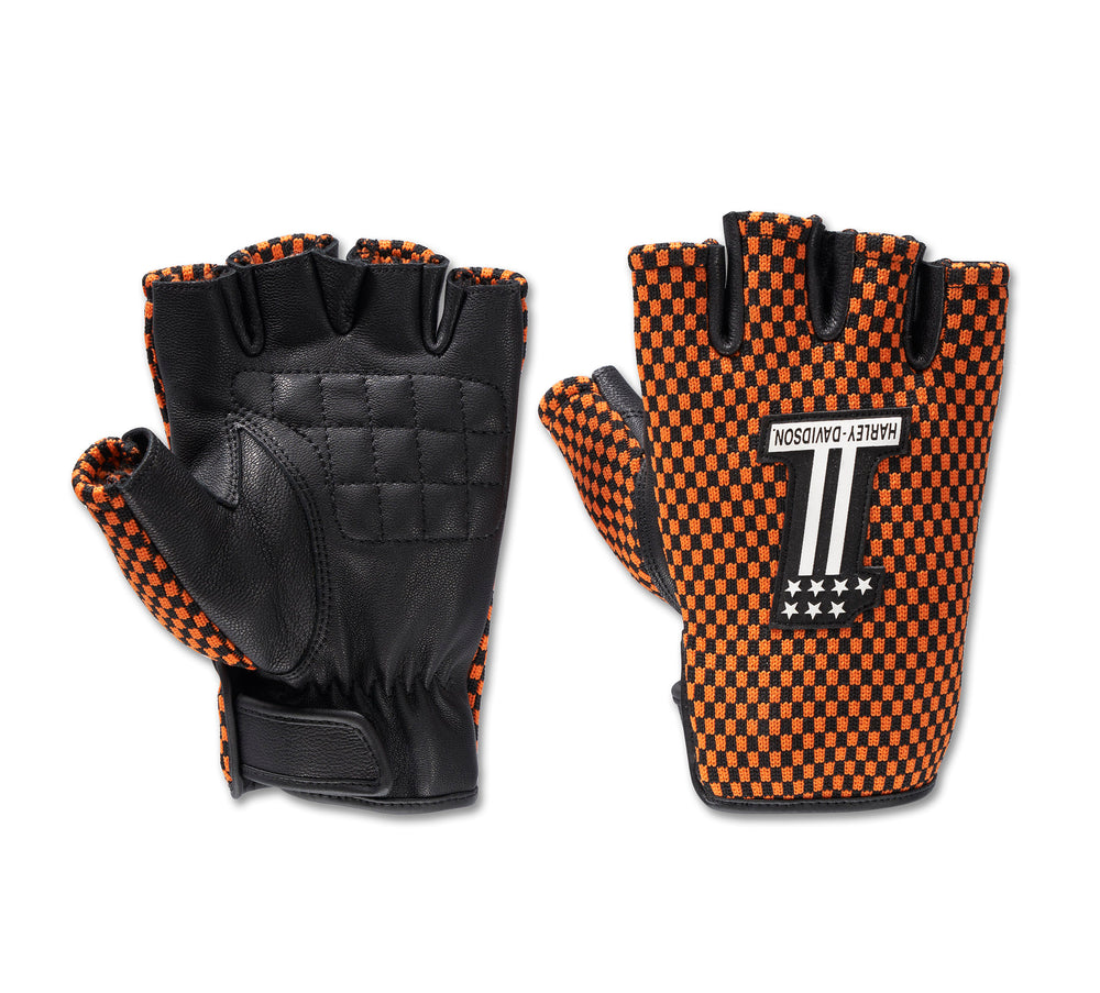 Harley-Davidson® Men's Dyna Knit Fingerless Gloves | Harley Black & Orange