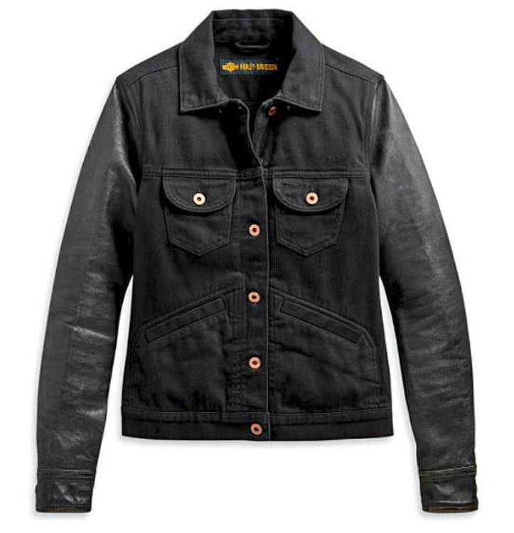 
                  
                    Harley-Davidson® Women's Denim Jacket | Leather Sleeves
                  
                
