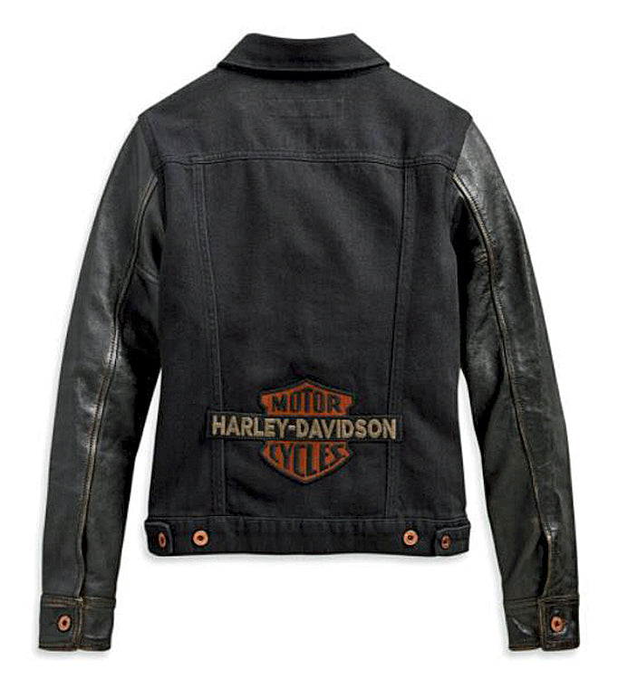 
                  
                    Harley-Davidson® Women's Denim Jacket | Leather Sleeves
                  
                