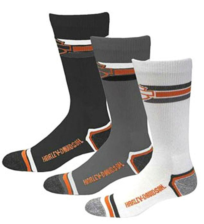 Harley-Davidson® Men's Retro Riding Socks | Multi-Color 3-Pack | Moisture-Wicking | Mid-Calf Fit