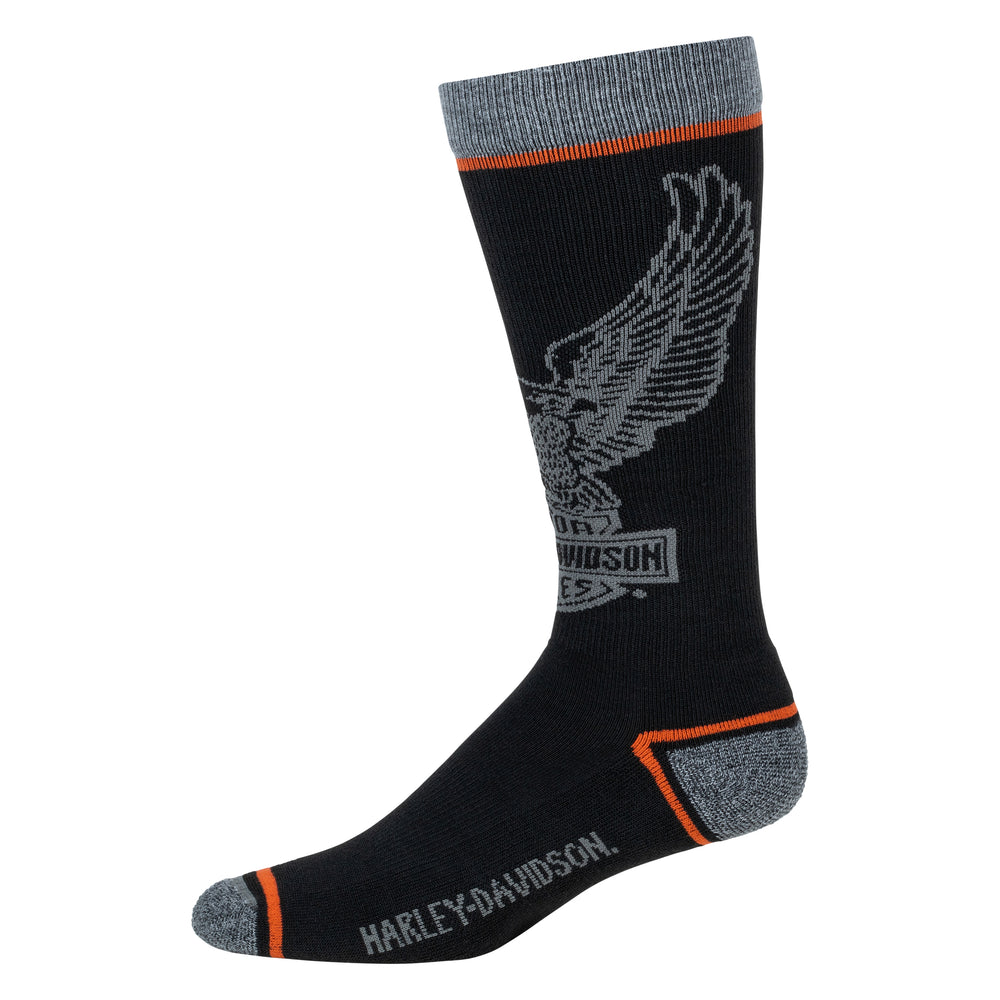 Harley-Davidson® Men's 3-Pack Eagle Riding Socks | Moisture-Wicking | Black