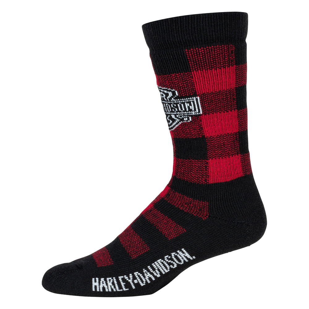 Harley-Davidson® Men's Buffalo Plaid B&S Crew Socks | Single Pair