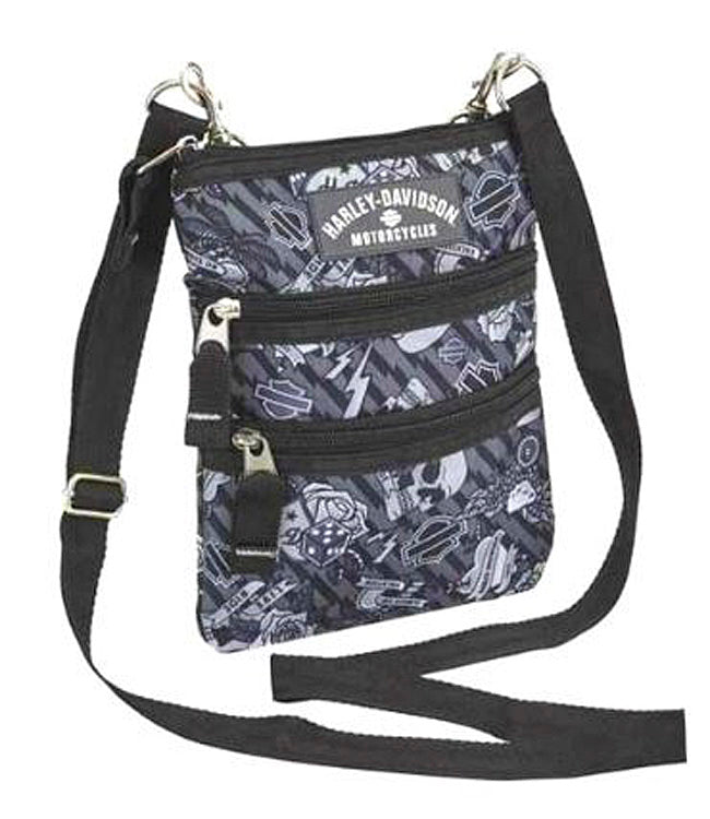 Harley-Davidson® Women's Grey Tattoo Crossbody Bag | Sling Bag | Hip Bag