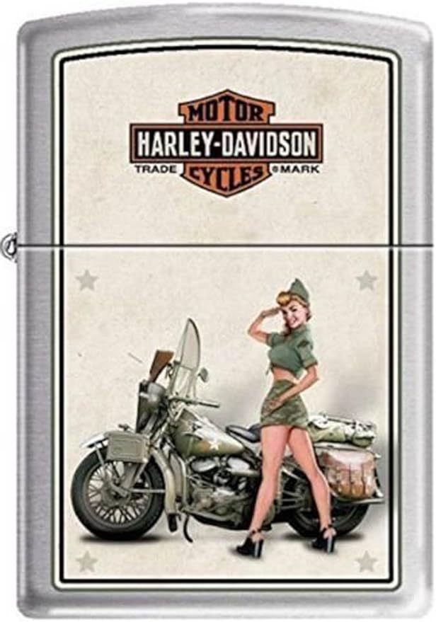 Harley-Davidson® WWII Army Pin Up Chrome Zippo® Lighter