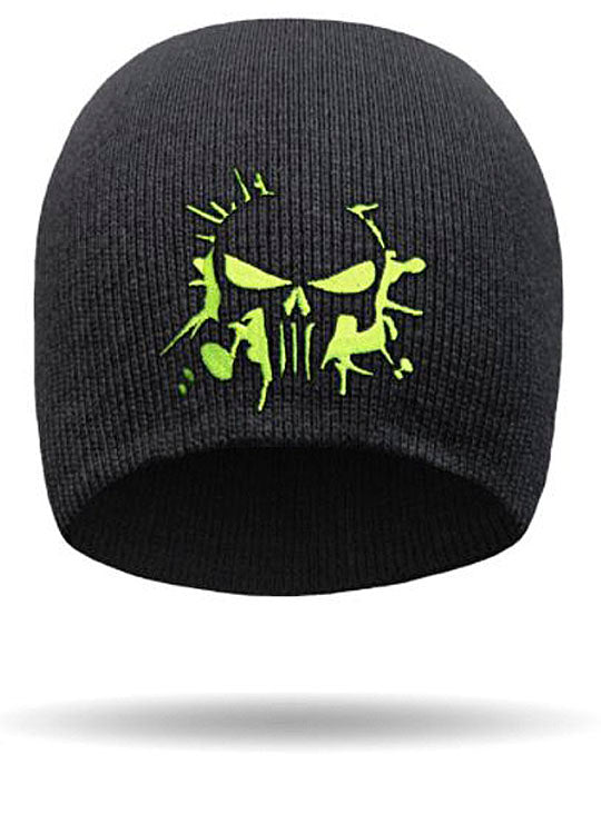 That's a Wrap!® Men's Punisher Skull Knit Cap | Black & Hi Vis