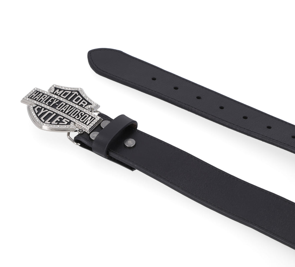 
                  
                    Harley-Davidson® Women's Rhinestone Bar & Shield® Genuine Leather Belt | Black
                  
                