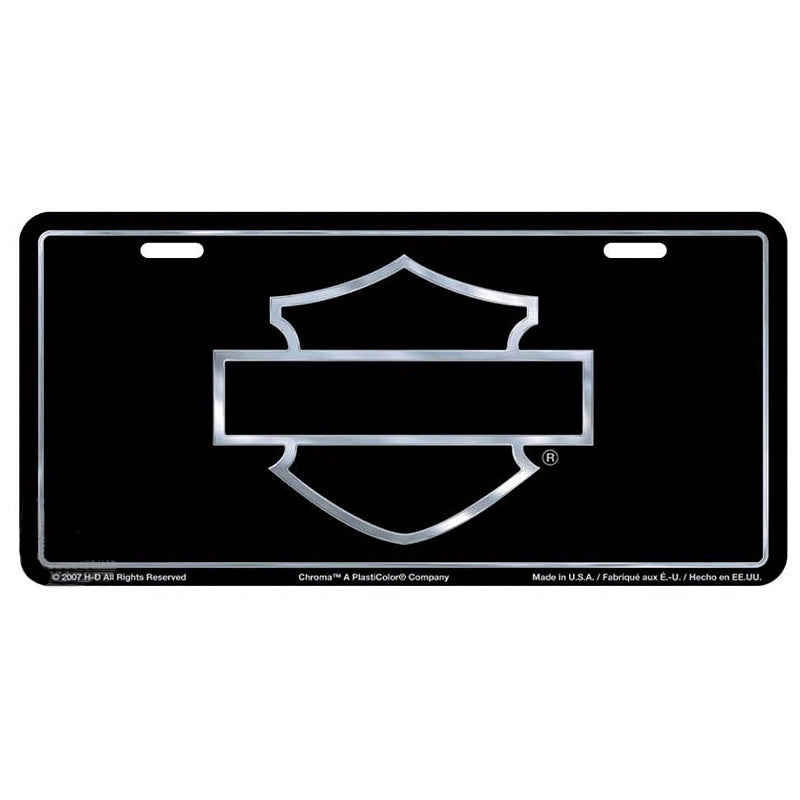 Harley-Davidson® Black Front License Plate | Silver-Tone Bar & Shield® Silhouette