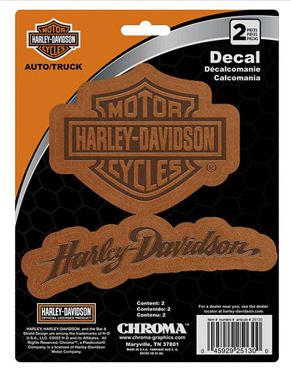 Harley-Davidson® Leather Look Decals 2-Piece Set | Bar & Shield® and H-D® Signature | Medium