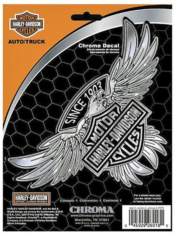 Harley-Davidson® Embossed Eagle With 1903 Banner and Bar & Shield® Decal | Chrome Color | Medium