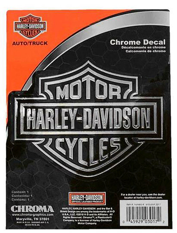 Harley-Davidson® Embossed Chrome Bar & Shield® Decal | Vinyl | Medium