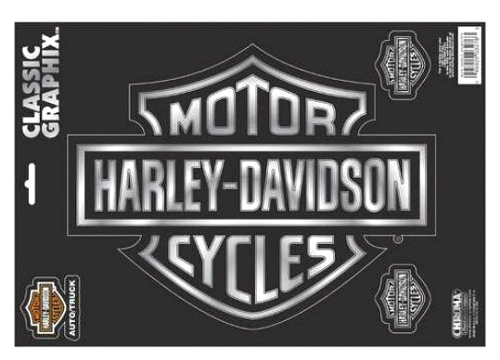 Harley-Davidson® Bar & Shield® Logo Chrome Decals | Large & Small