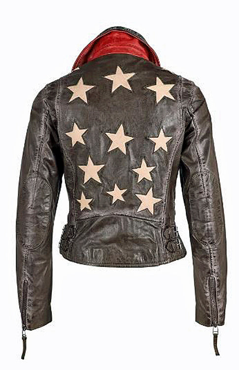 Leather jacket white stars hotsell